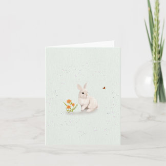 Remerciements Carte de vœux petite lapin et papillon doux