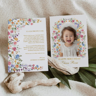 Remerciements Carte de vœux photo d'anniversaire florale de jard