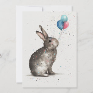 Remerciements Carte de voeux Plat Bunny Birthday Balloons