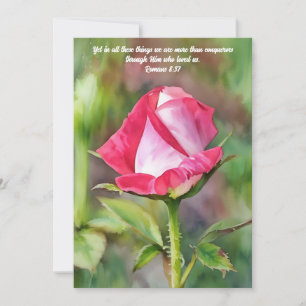 Remerciements Carte de vœux plate avec une rose rose et un verse