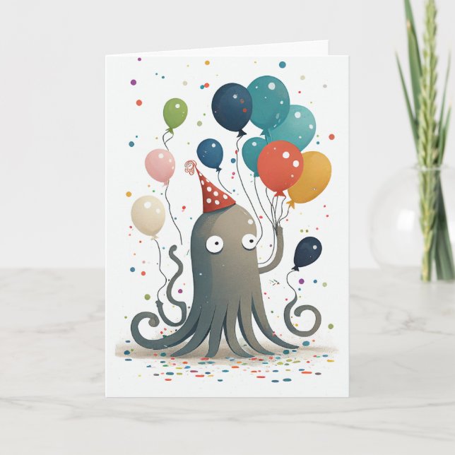 Remerciements Carte de voeux pliée de la fête d'Octopus (Devant)