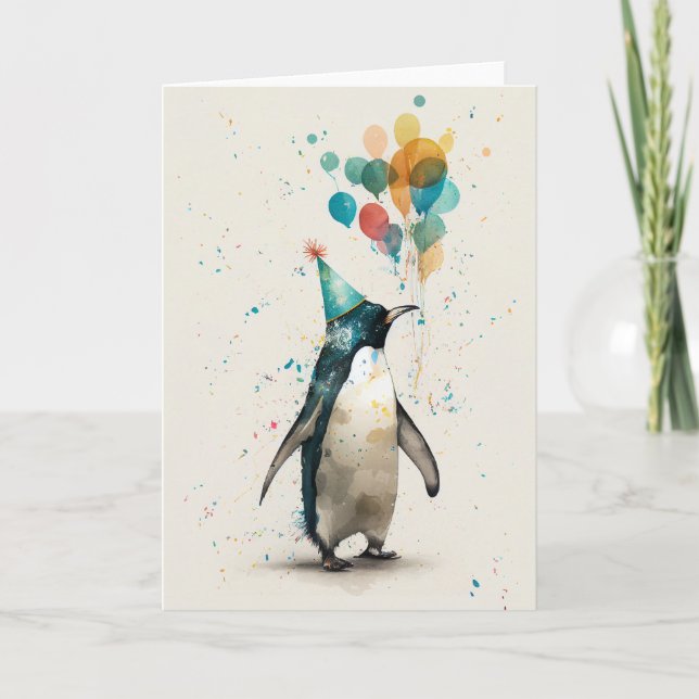 Remerciements Carte de voeux pliée du Casquette de fête Penguin (Devant)