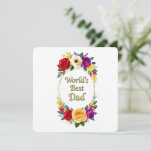 Remerciements Carte de vœux pliée florale Meilleur Papa du Monde