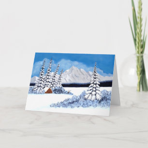Remerciements Carte de vœux pliée hiver enneigé brillant
