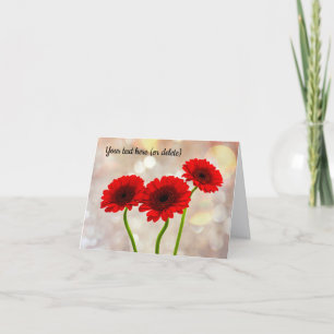 Remerciements Carte de vœux pliée Trois Petites Gerberas Rouges