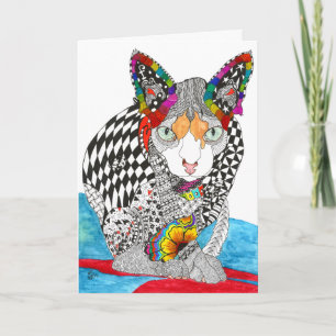 Remerciements Carte de voeux pour chats Sphynx sans cheveux colo