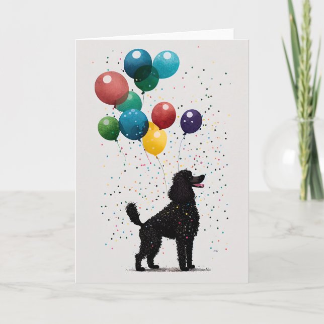 Remerciements Carte de voeux pour la fête du caniche noir (Devant)