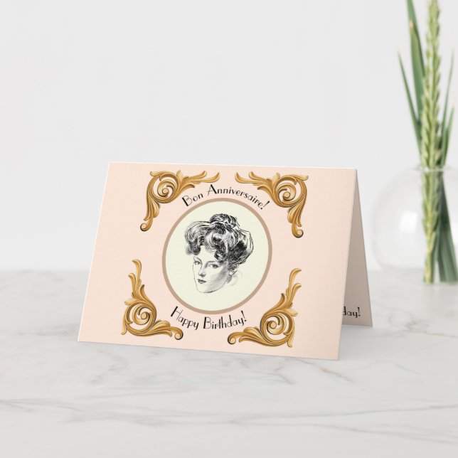 Remerciements Carte de voeux pour l'anniversaire de Gibson Girl (Devant)