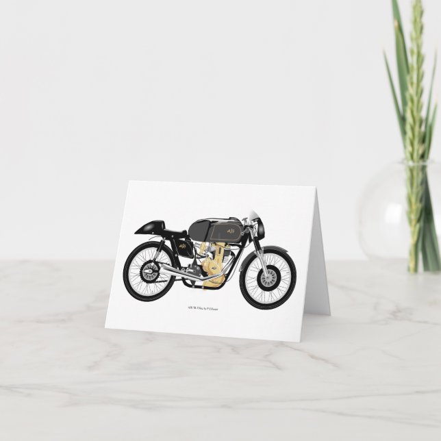 Remerciements Carte de voeux pour moto AJS 7R classique. (Devant)