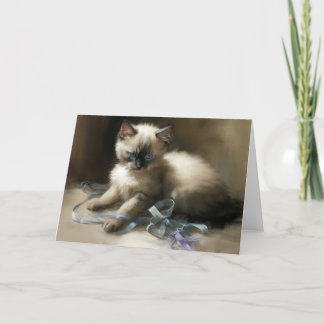Remerciements Carte de voeux Ribbon Tangle Siamese Kitten