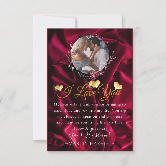 Remerciements Carte de voeux romantique pour anniversaire de mar (Devant)