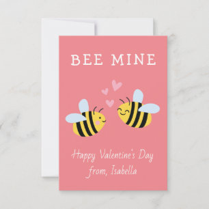 Remerciements Carte de vœux rose pour la Saint-Valentin en class