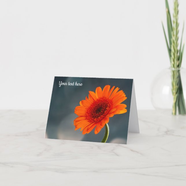 Remerciements Carte de vœux simple Gerbera orange (Devant)