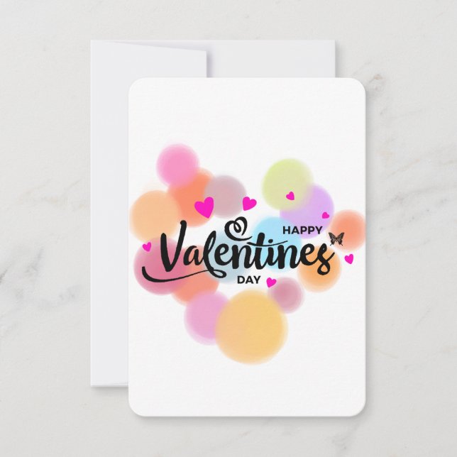 Remerciements Carte de voeux simple Multicolor Valentine's Day (Devant)