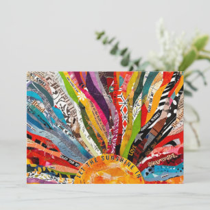 Remerciements Carte de vœux soleil en techniques mixtes