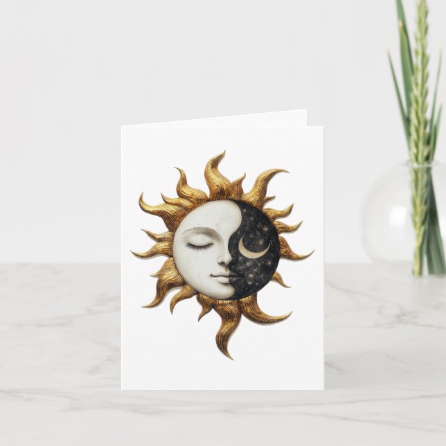 Remerciements Carte de voeux Soleil et Lune céleste (Devant)