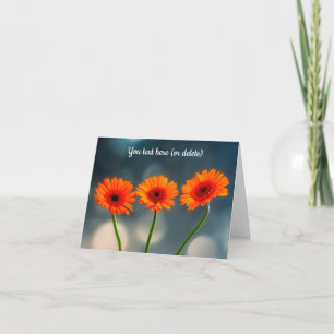 Remerciements Carte de vœux Trois Gerberas Orange alignés