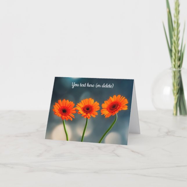 Remerciements Carte de vœux Trois Gerberas Orange alignés (Devant)