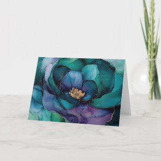 Remerciements Carte de voeux turquoise et violette en fleur vier