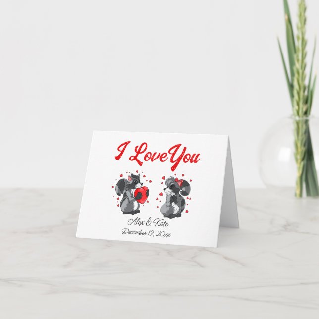 Remerciements Carte de voeux Valentines Raccoon (Devant)