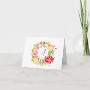 Remerciements Carte de vœux vierge avec monogramme de Noël Couro