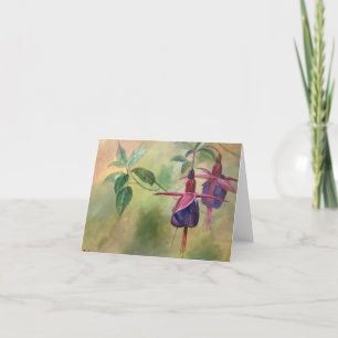 Remerciements Carte de vœux vierge avec motif de fleur de fuchsi