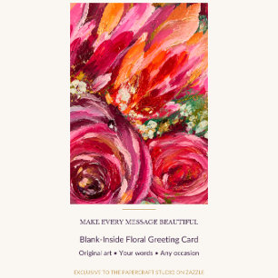 Remerciements Carte de vœux vierge en art original Rose rose vib