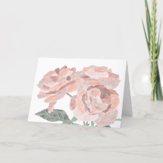 Remerciements Carte de voeux vierge Rose tirée à la main