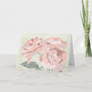 Remerciements Carte de voeux vierge Rose tirée à la main