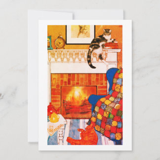 Remerciements Carte de vœux vierge scène cosy chats