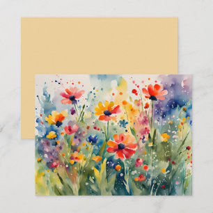 Remerciements Carte de voeux Watercolor Spring Floral Flowers