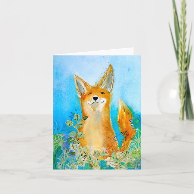 Remerciements Carte de voeux Winking Fox BLANK (Devant)