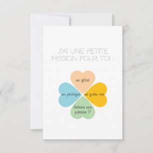 Remerciements Carte demande de Parrain / Marraine -Trèfles cœurs