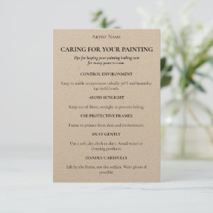 Remerciements Carte d'entretien d'oeuvre de peinture Kraft modif