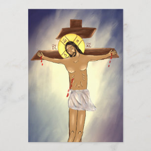 Remerciements Carte d'icône de papier du Christ sur la Croix