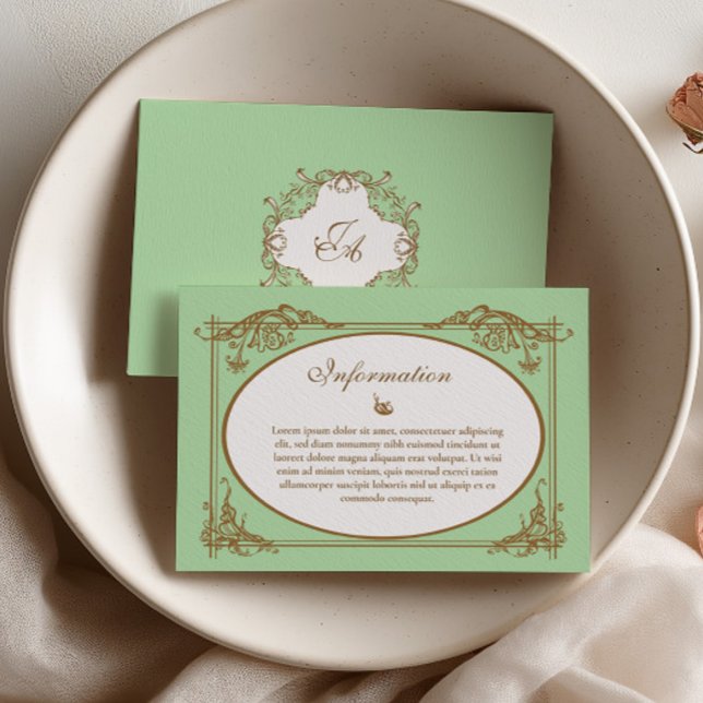 Remerciements Carte d'information de mariage baroque vert menthe (Créateur téléchargé)
