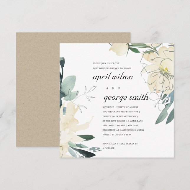 REMERCIEMENTS CARTE D'INVITATION DE BRUNCH DE MARIAGE POST-FÊTE  (Devant / Derrière)