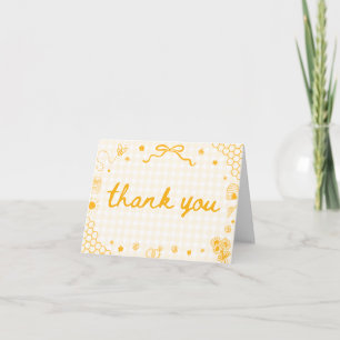 Remerciements Carte d'invitation de mariage en vichy jaune abeil