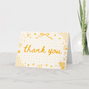 Remerciements Carte d'invitation de mariage en vichy jaune abeil