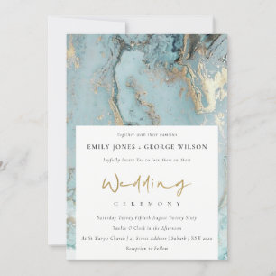 REMERCIEMENTS CARTE D'INVITATION DE MARIAGE MODERNE AQUA BLEU PÂ