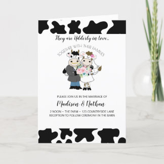 Remerciements Carte d'invitation pliée pour mariage de vaches Am