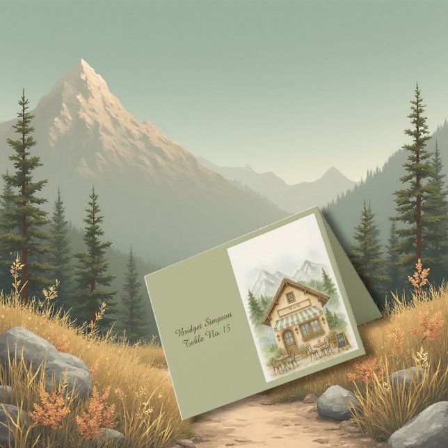 Remerciements Carte d'invité de mariage Mountain Monogram (Créateur téléchargé)