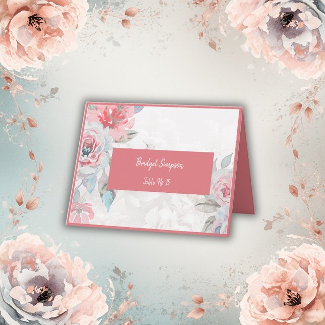 Remerciements Carte d'invité rose de pivoine à l'aquarelle flora (Créateur téléchargé)