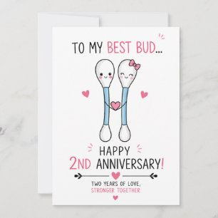 Remerciements Carte drôle de 2e anniversaire de mariage en coton