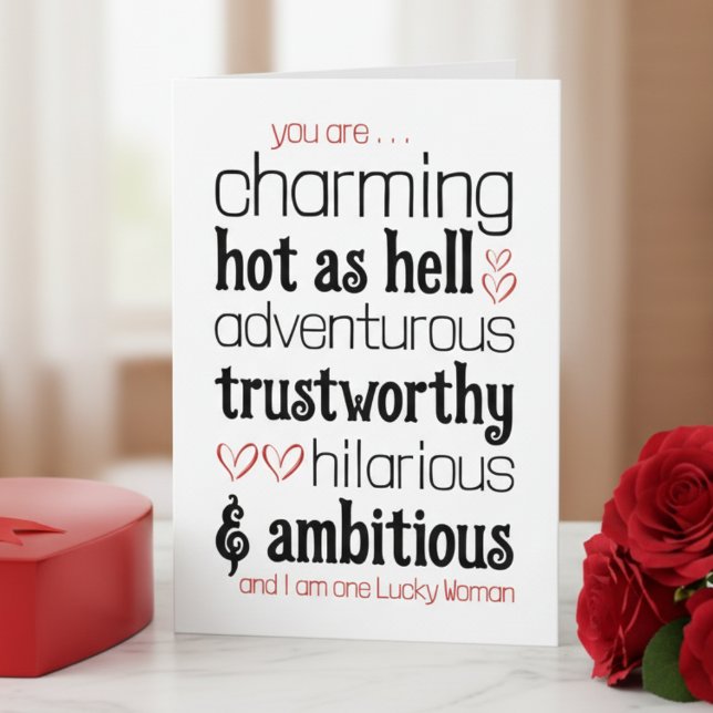 Remerciements Carte drôle de la Saint-Valentin pour mari (funny valentines day card for husband with romantic humor bold typography design)
