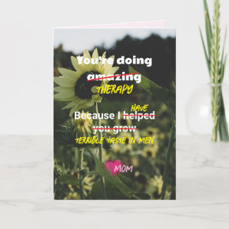 Remerciements Carte drôle de tournesol de maman aux enfants Thér