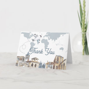 Remerciements Carte du monde de voyage aventure avion Baby Showe