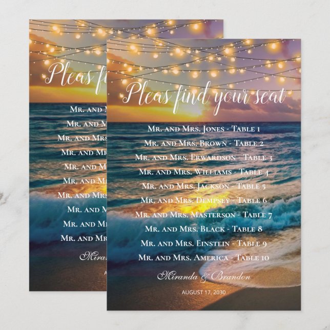 Remerciements Carte du tableau de bord de la table de mariage Su (Devant / Derrière)