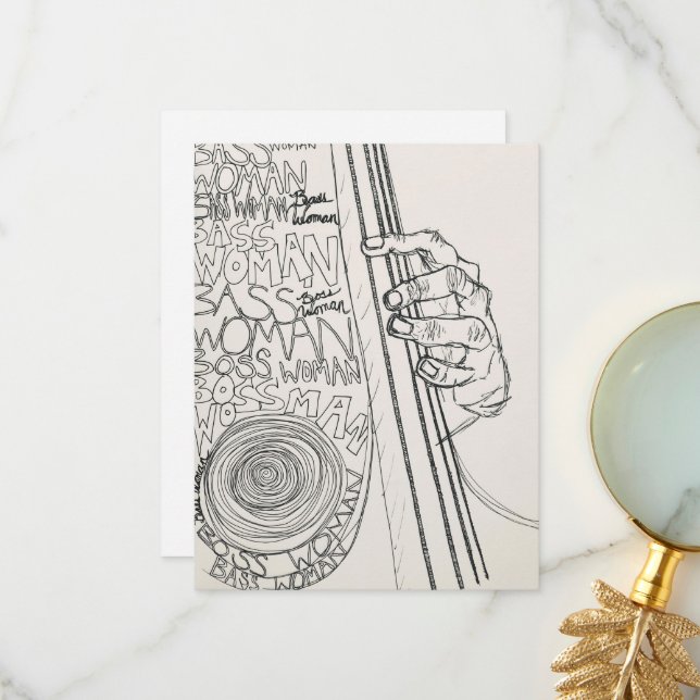 Remerciements Carte Joueur de bar femme (Devant/Arrière en situation)