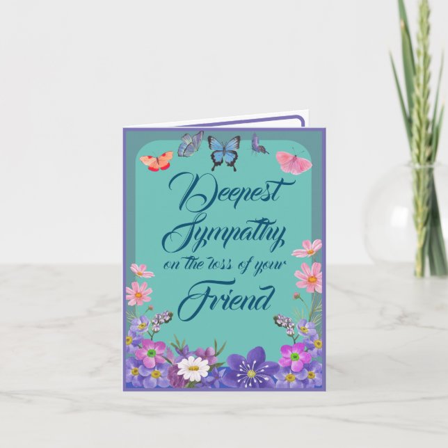 Remerciements Carte Message De Condolence Florale Pour Perte D'A (Devant)